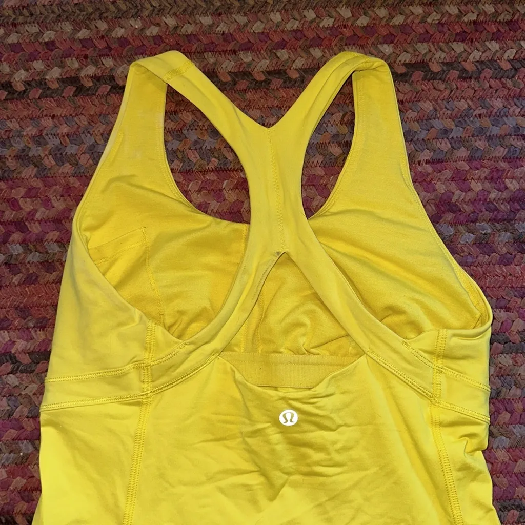 LULULEMON BRIGHT YELLOW ATHLETIC TANK WORK OUT TENNIS GOLF PICKLEBALL WAIST - Image 3