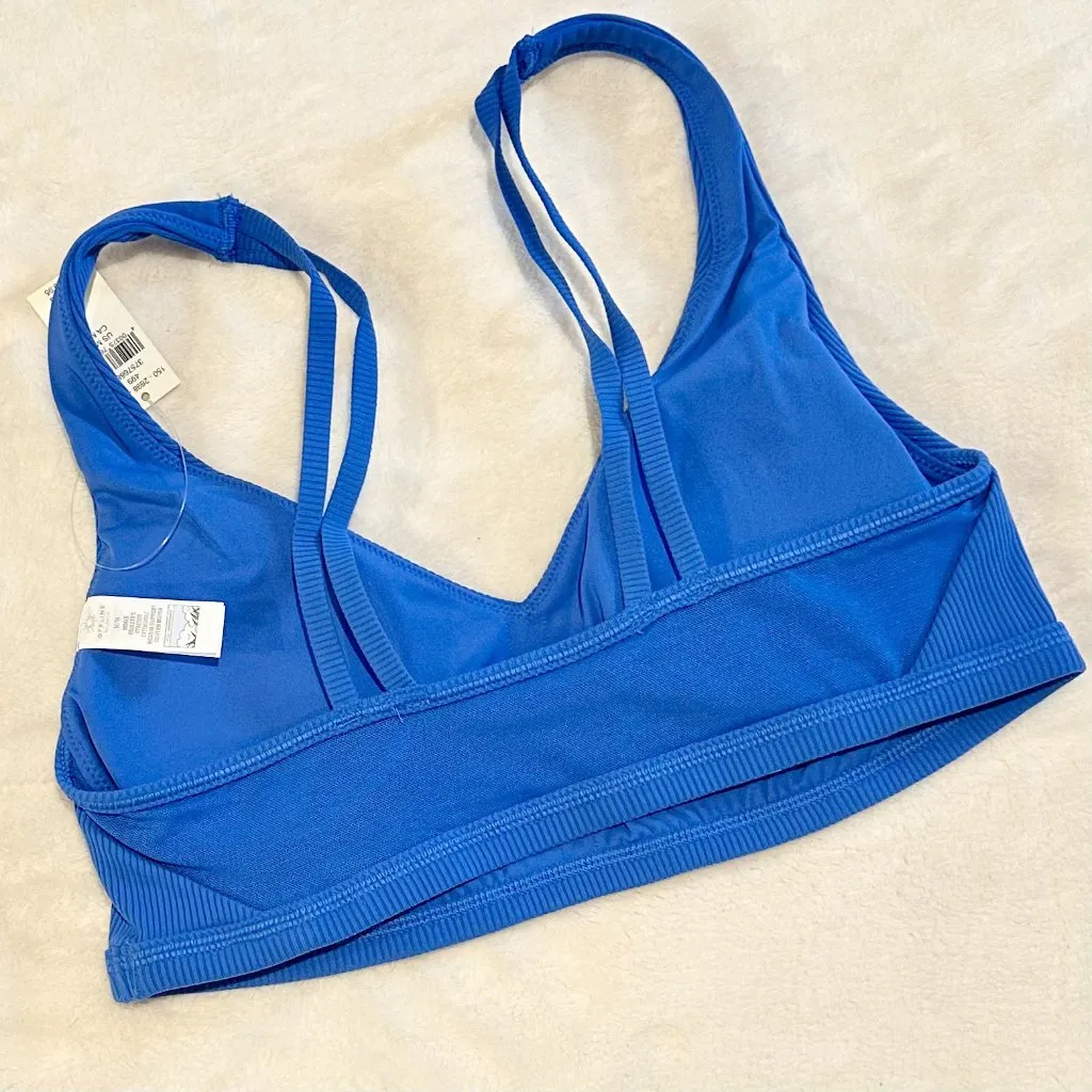 NWT Offline by Aerie Goals Blue Ribbed Padded Sports Bra - Size: Medium - Image 7