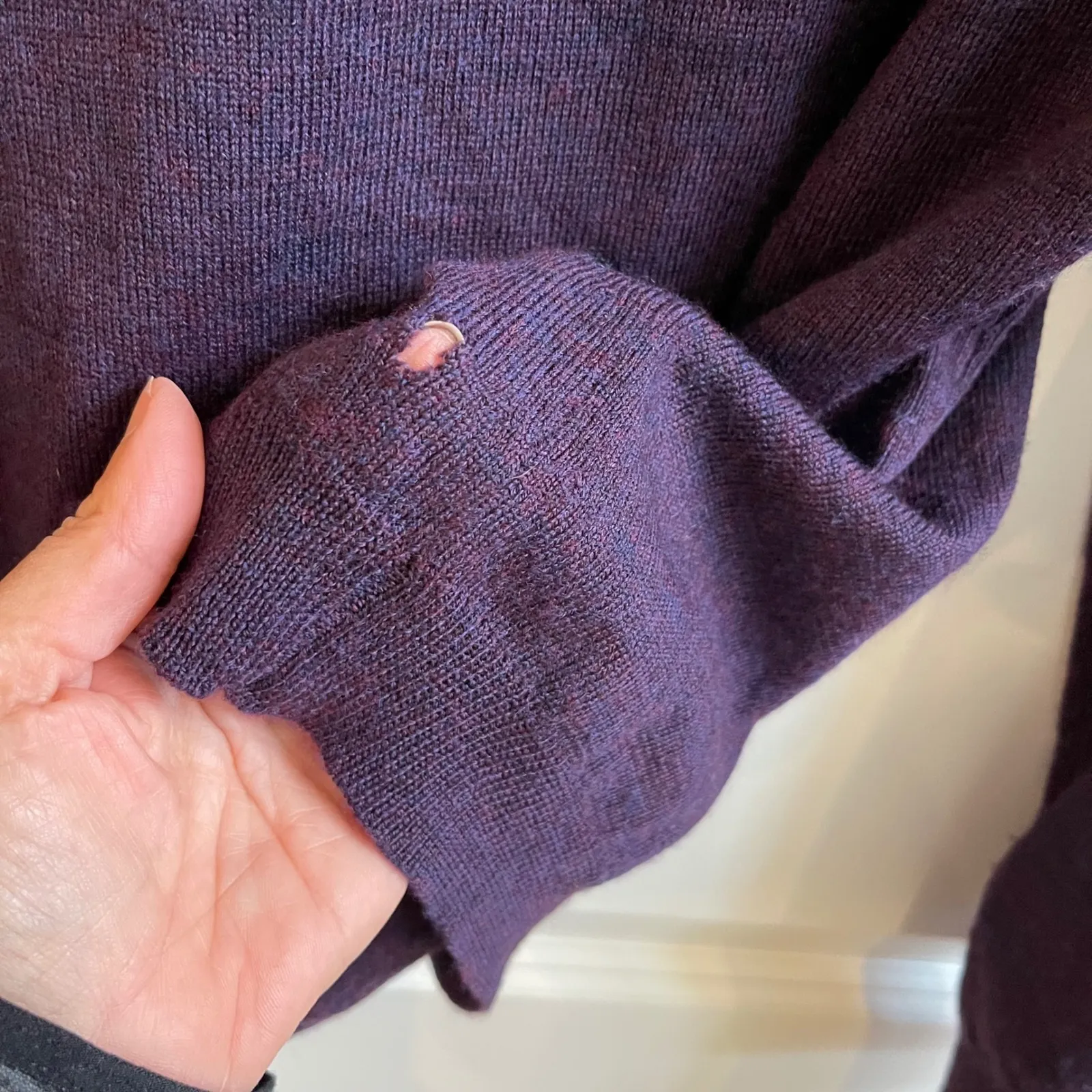 Brunella Gori Purple 100% Extra Fine Merino Wool V Neck Sweater XL Made in Italy - Image 6