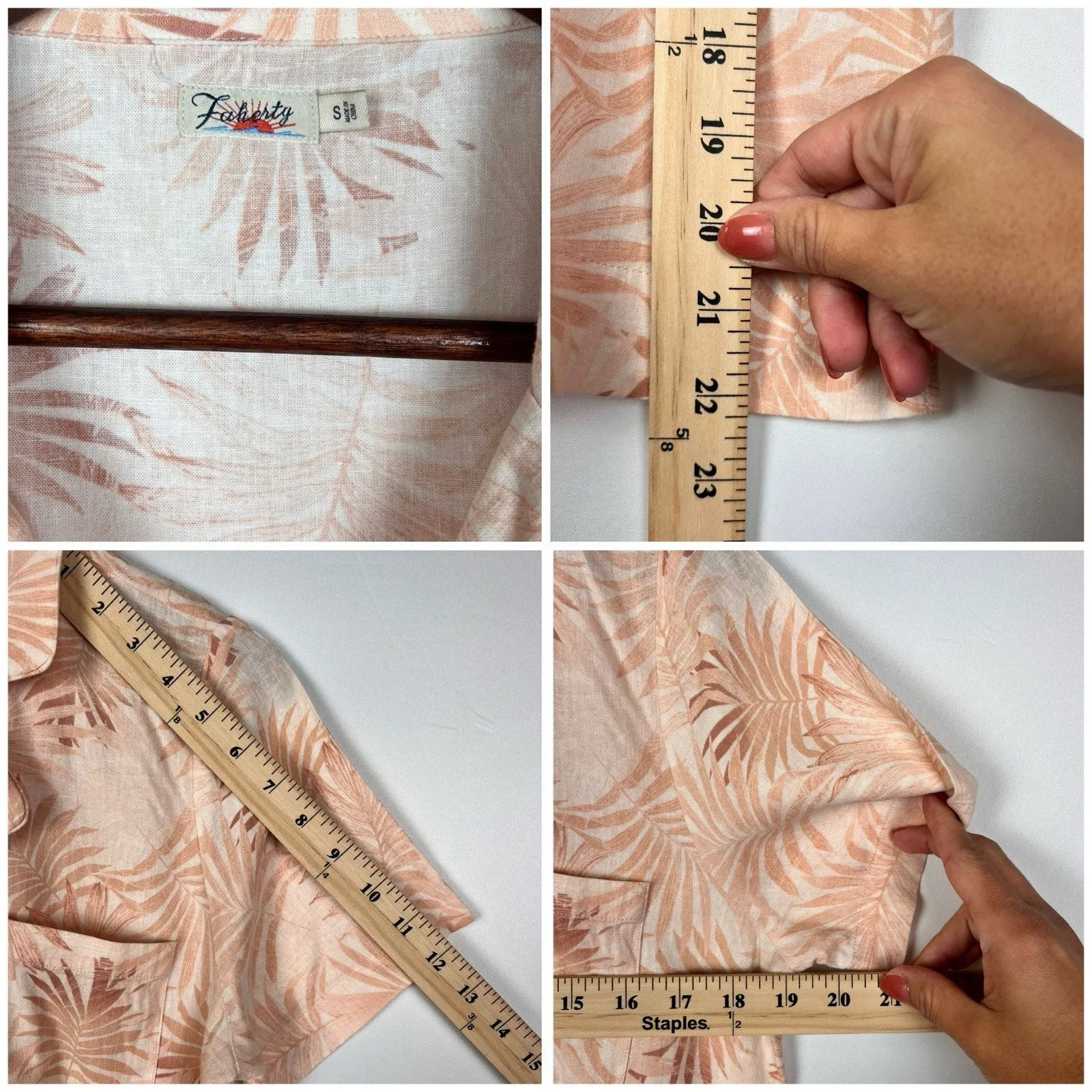 Faherty paradise cove top tropical Jungle Linen Buttoned shirt Sz S - Image 5