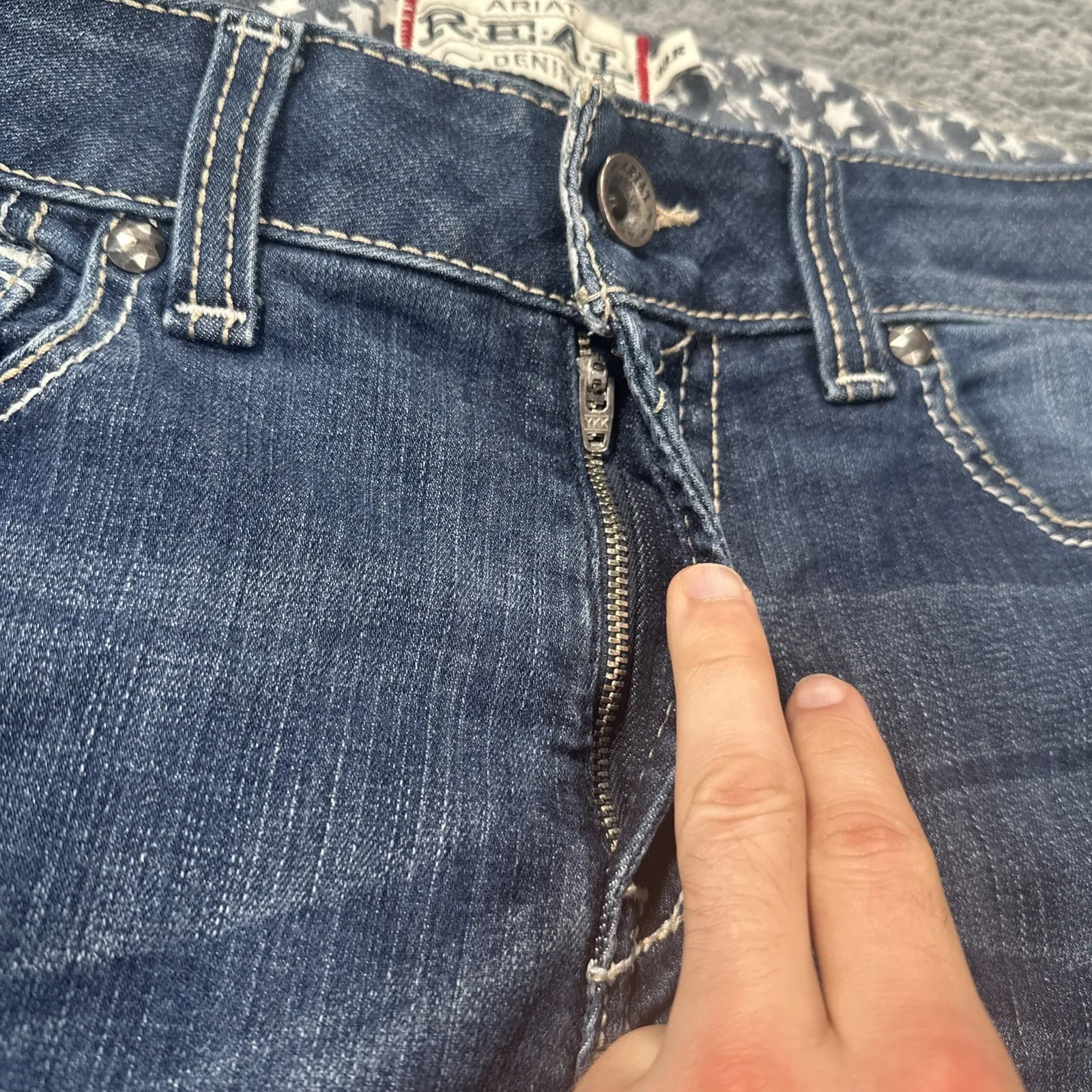 Ariat Real Denim Jeans Women 33R Blue Mid Rise Skinny Ella Stretch Denim Cowgirl - Image 5