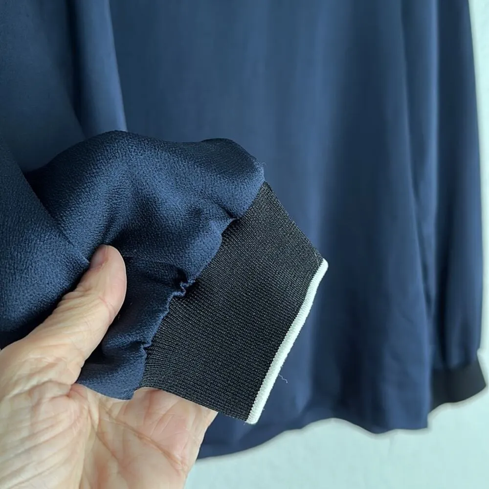 Banana Republic Varsity Long Sleeve Blue Ringer Top Preppy Collegiate Nautical - Image 4