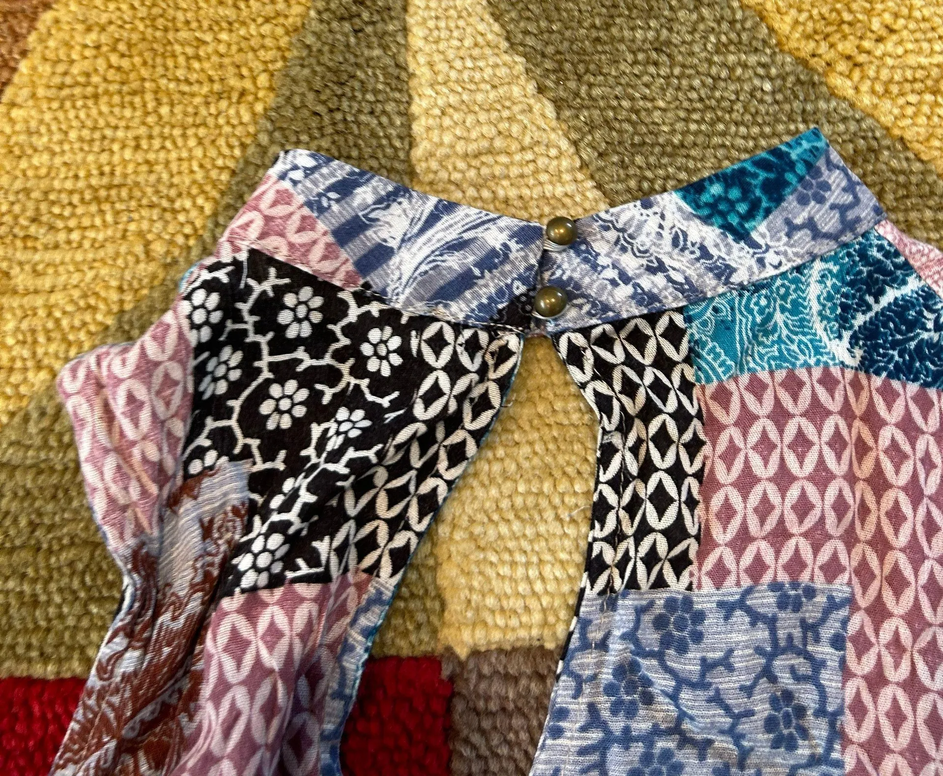 Sheer Patchwork Cold Shoulder Open Shoulder Blouse Long Sleeve Top Small - Image 6