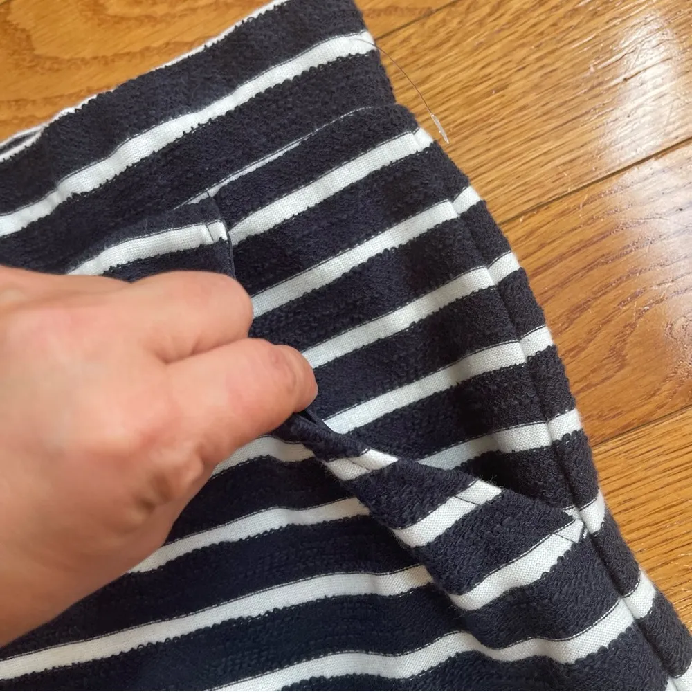 LOFT Striped Jogger Pocket Cotton blend Skirt with drawstring blue white Sz M - Image 5