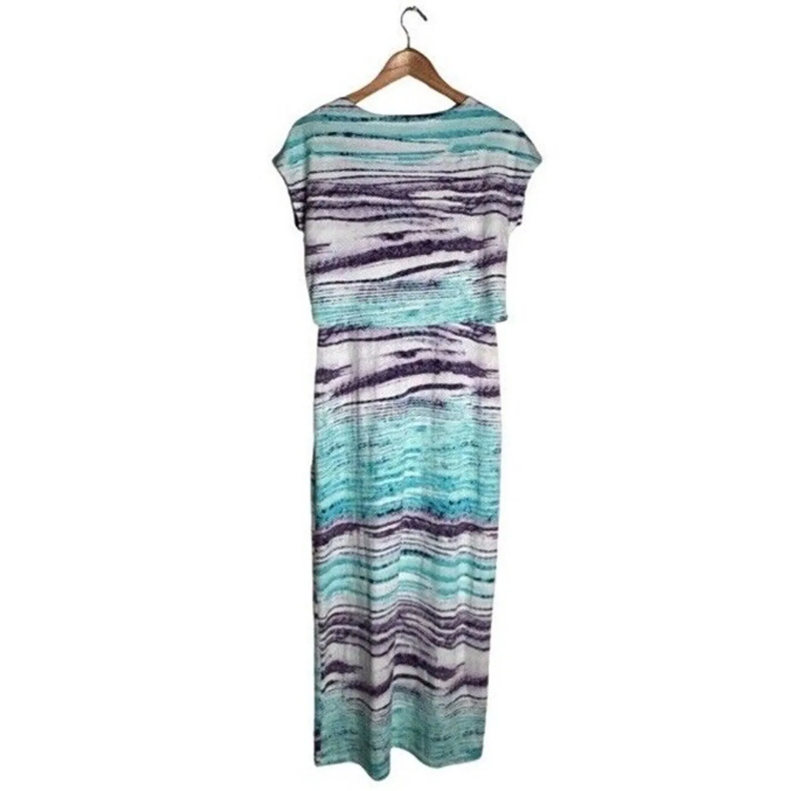 Chico’s Coastal Maxi Dress Size Small Summer Colorful Blue Purple Beach - Image 6