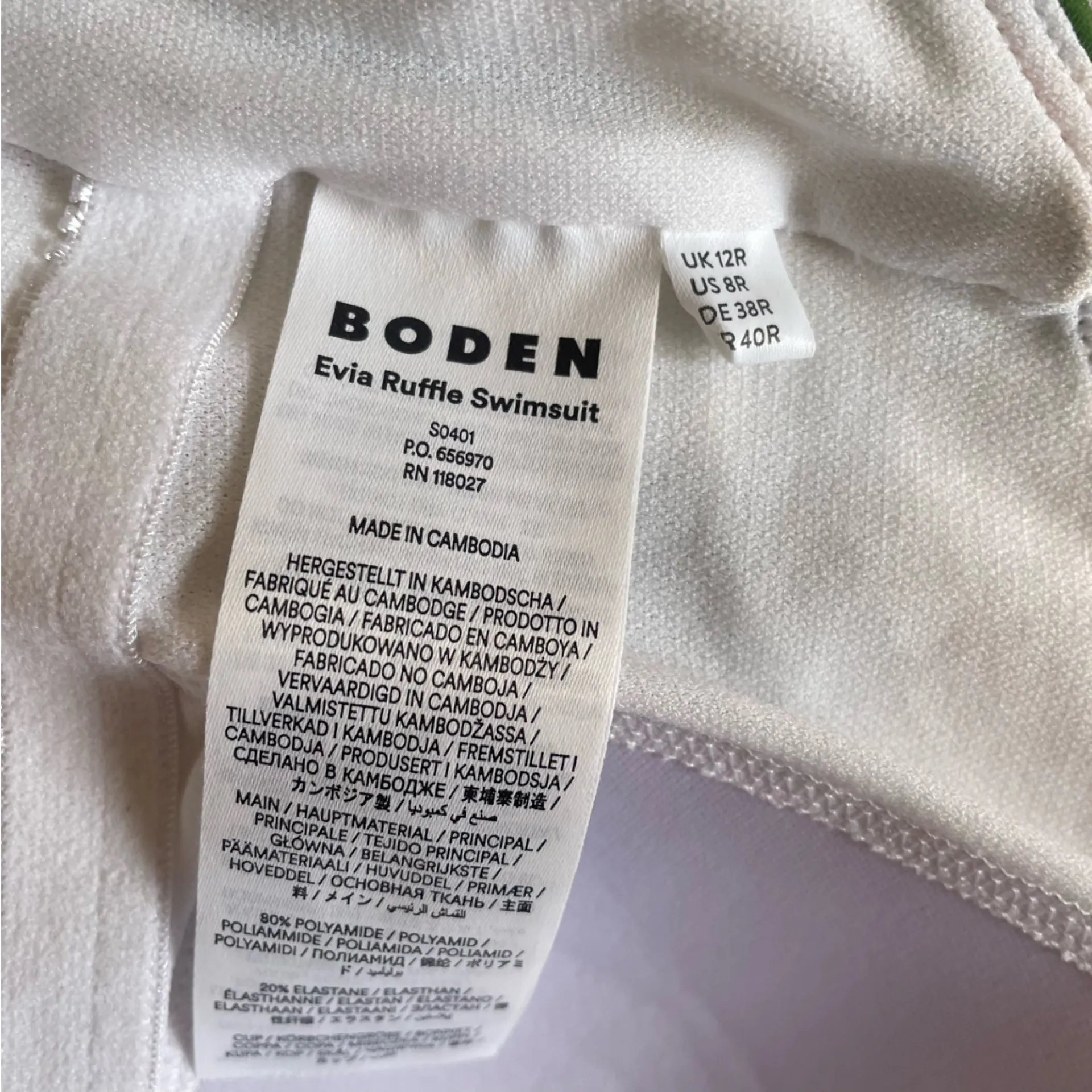 Boden Evia Ruffle One Piece Swimsuit in Ivory Cherries & Lemons Size US 8 Red - Image 5