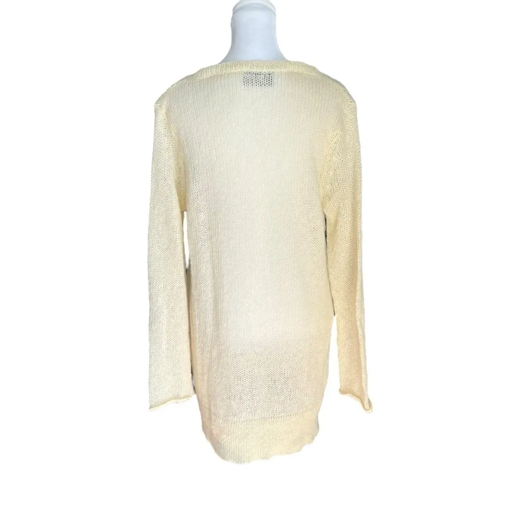 Wooden Ships - Soft Cable Knit Mohair Wool Lightweight Fisherman Sweater Sz M/L - Image 3