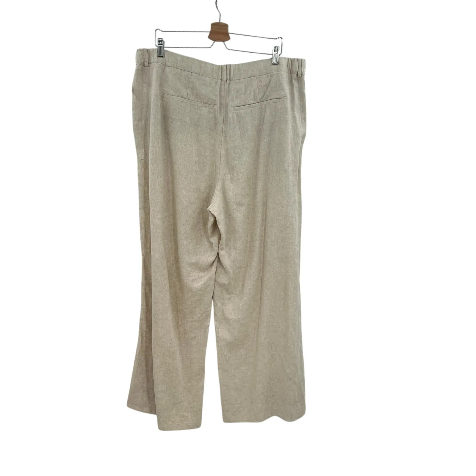 Abercrombie & Fitch Sloane Trouser Pants Linen Blend Khaki Tan Beige Size 34 18R - Image 8