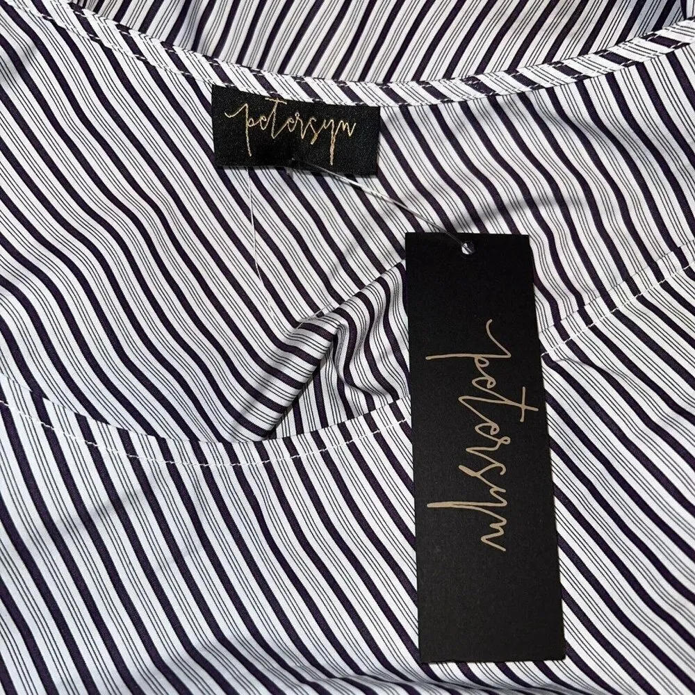 NWT Petersyn Lara Striped Top One Shoulder Tiered Sleeved Top in Empire Women XS Blue - Image 7