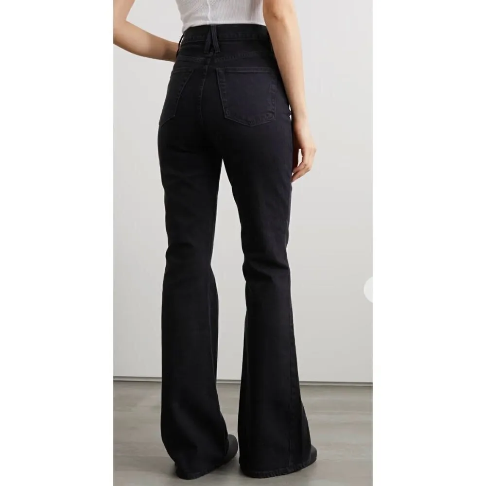 NEW‎ SLVRLAKE Denim Indiana High Rise Flare Jeans Jet Black Plus Size 32 - Image 3