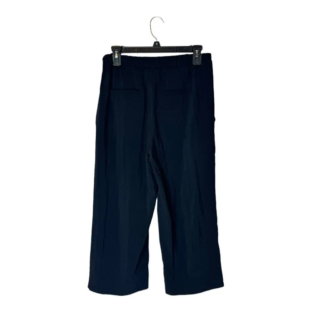 Maje Pants Women Small Black Lightweight Elastic Waist Wide Leg Cropped Trouser‎ - Image 2