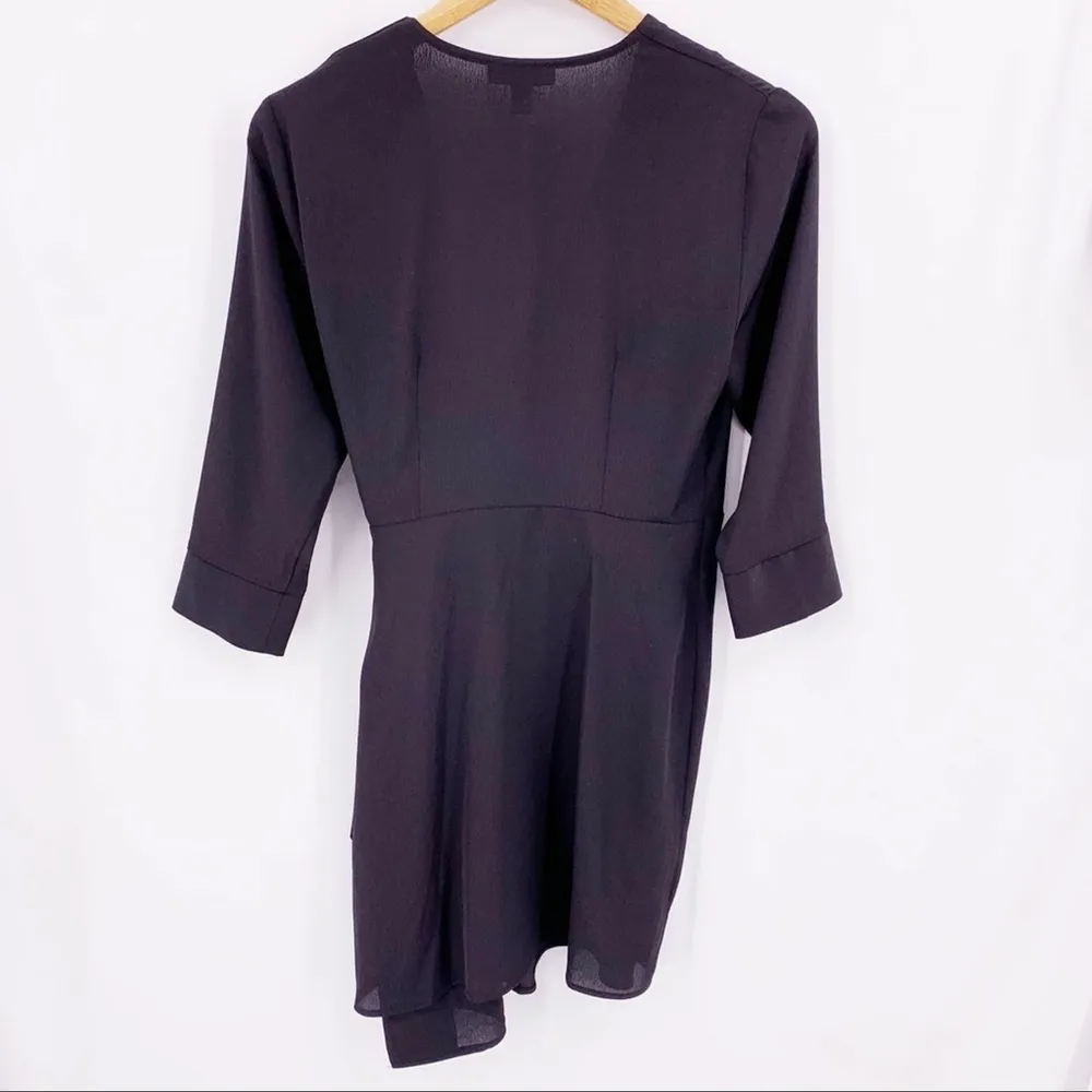 Topshop Mini Dress Black Wrap Surplice VNeck Belted LBD Night Out US Size 4 New - Image 4