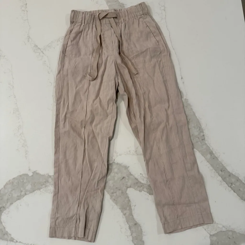 Babaton x Aritizia Day Italian Linen Errol Crop Trouser Pant Women’s XXS Beige - Image 2