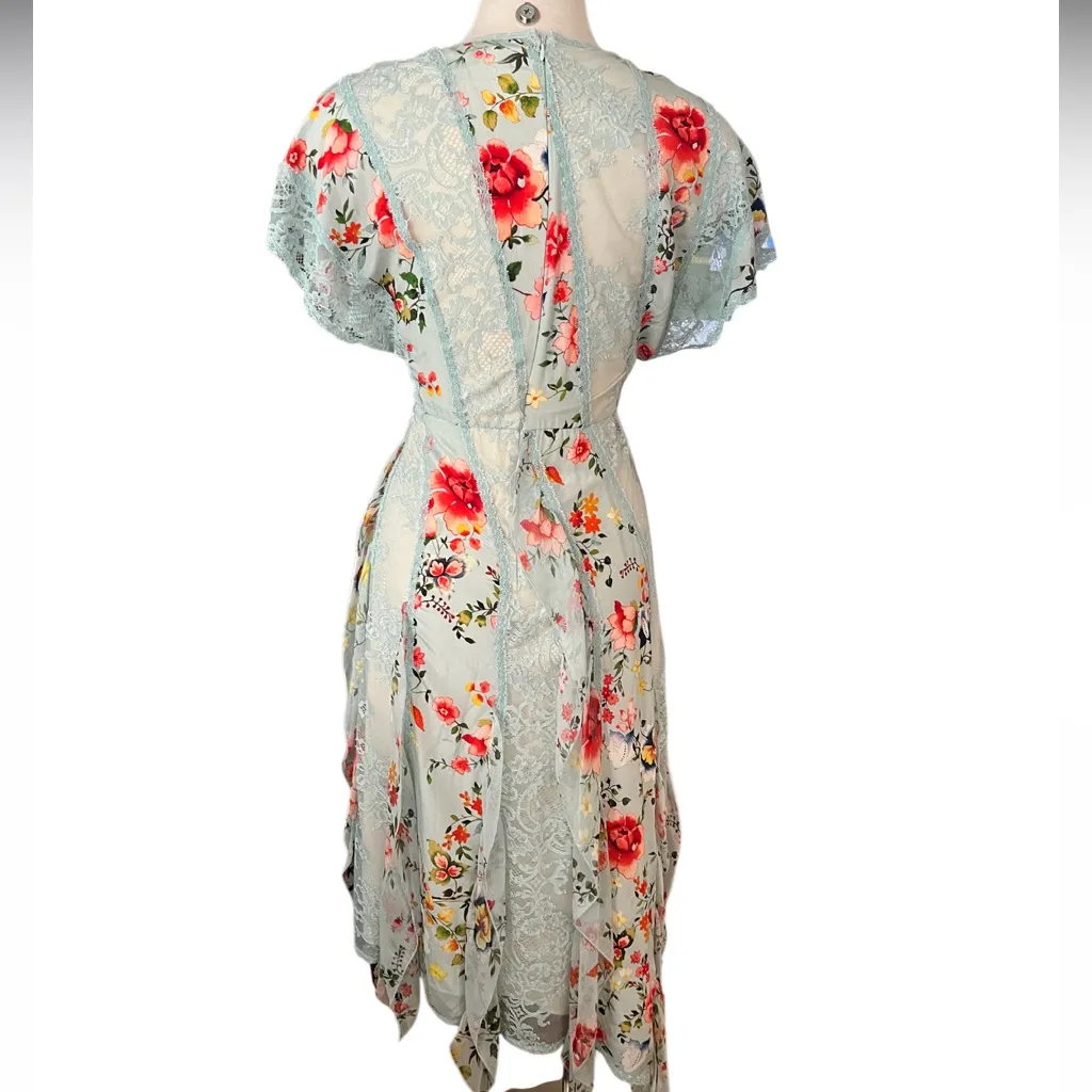 Alice and Olivia Kadence Silk and Lace Godet Dress w/ Ruffled Frills Size 4 - Image 15