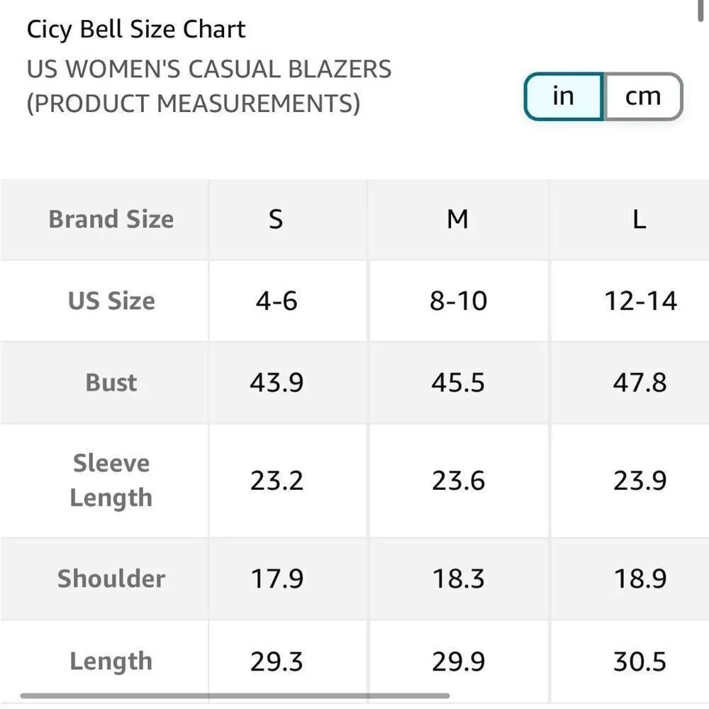 New Cicy Bell Casual Blazer Lapel Career Jacket Pockets L Blue Size L - Image 3