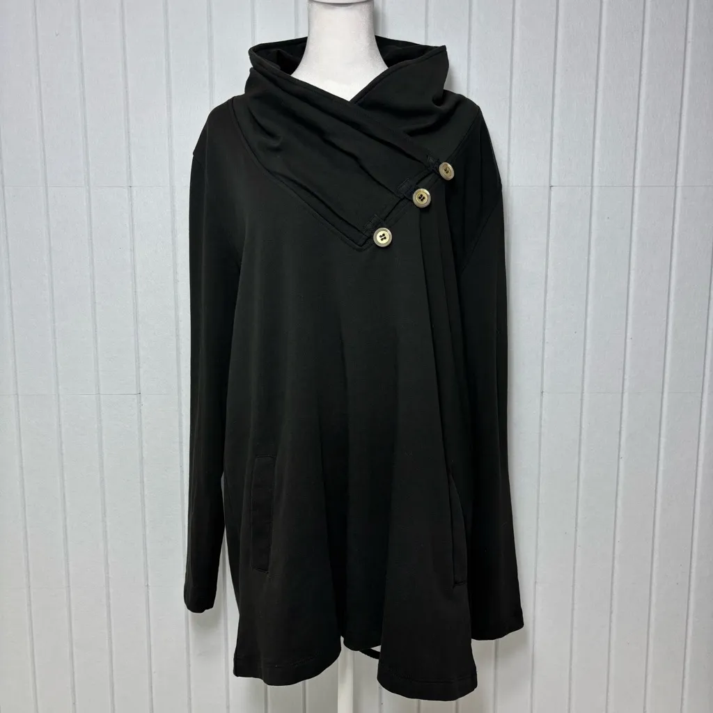Soft Surroundings West Minister Tunic Sweatshirt Black Buttoned Size L - Image 14