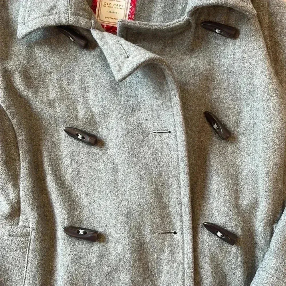 OLD NAVY Grey Wool Blend Pea Coat Toggle Buttons Sz XL - Image 3