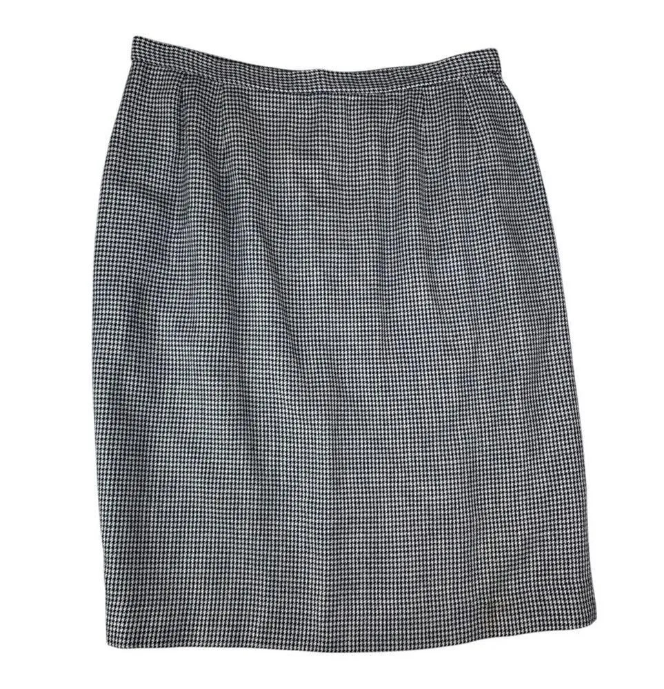 Pendleton womens 14 16 two piece suit skirt set houndstooth navy white show blaz - Image 4