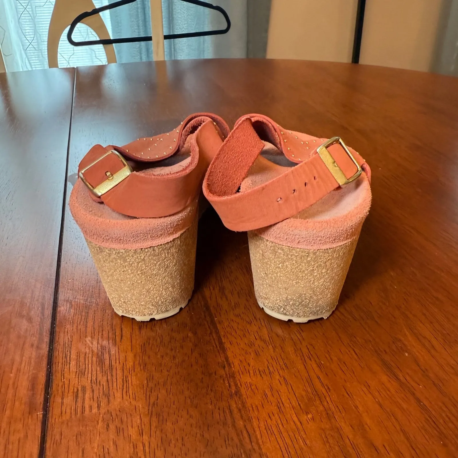 Birkenstock Papillio Samira Rivets Sandal Wedge Red Pink‎ Size 38 US 7 - Image 5