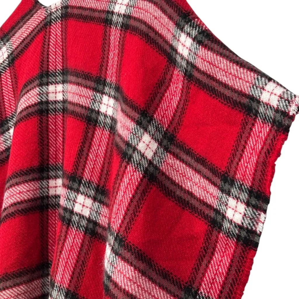 LOFT Red Plaid Fringe Shawl Size XS/S NWT - Image 8