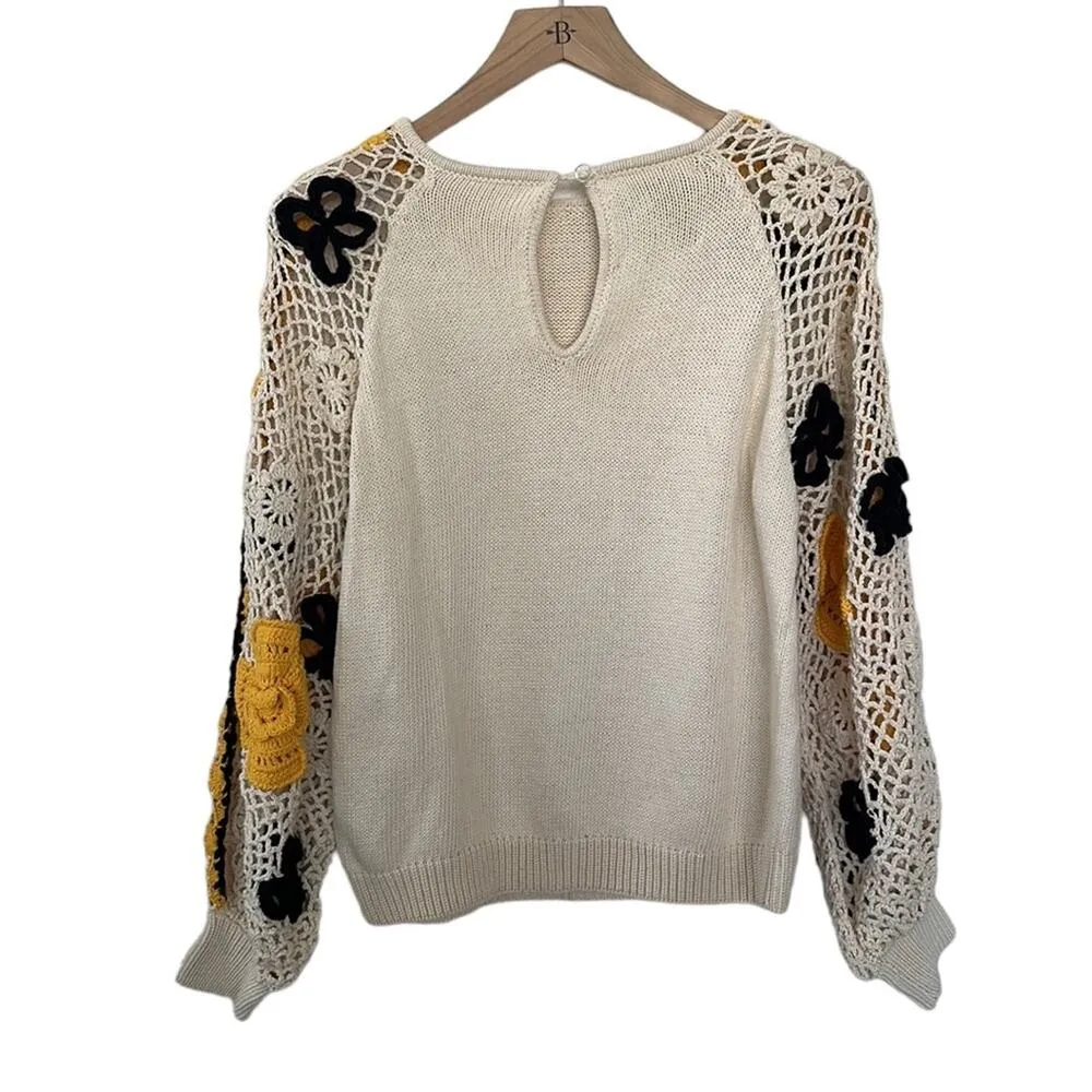 Stella Pardo Paris Lisa Sweater Hand Made Open Flower Crochet Size XS/Small $405 - Image 6