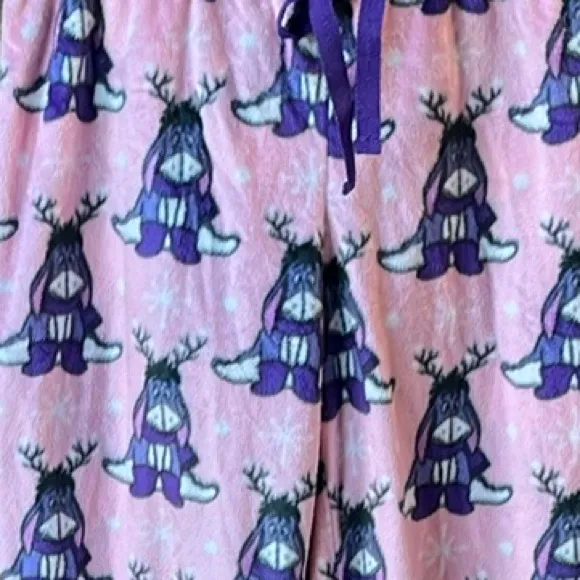 Disney Christmas Pajama Pants Eeyore Winnie the Pooh Womens S Pink Purple Jogger - Image 9