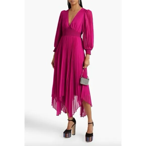 Alice & Olivia Sion Pleated Asymmetric Dress - Image 10