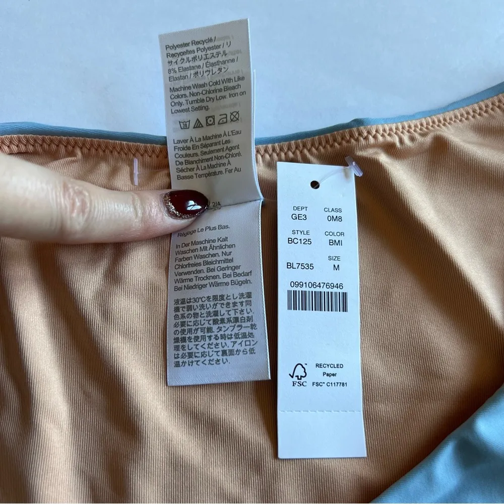 J Crew Curved Waist Cheeky Bikini Bottoms in Mist Blue Size M New - Image 7