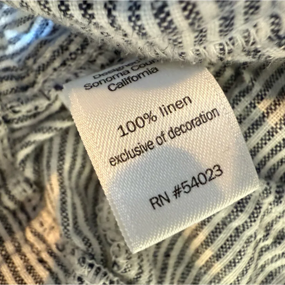 Stripe Blue White Linen Pants Size 4 Pull On Drawstring Pockets Spring - Image 5