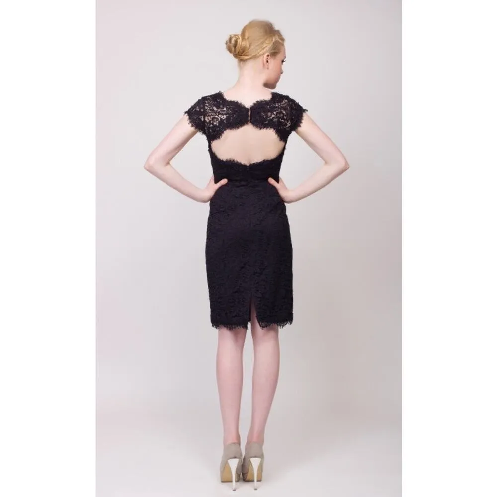 ML Monique Lhuillier Pink Cap Sleeve Lace Knee Length Sheath Dress Size 0 - Image 2