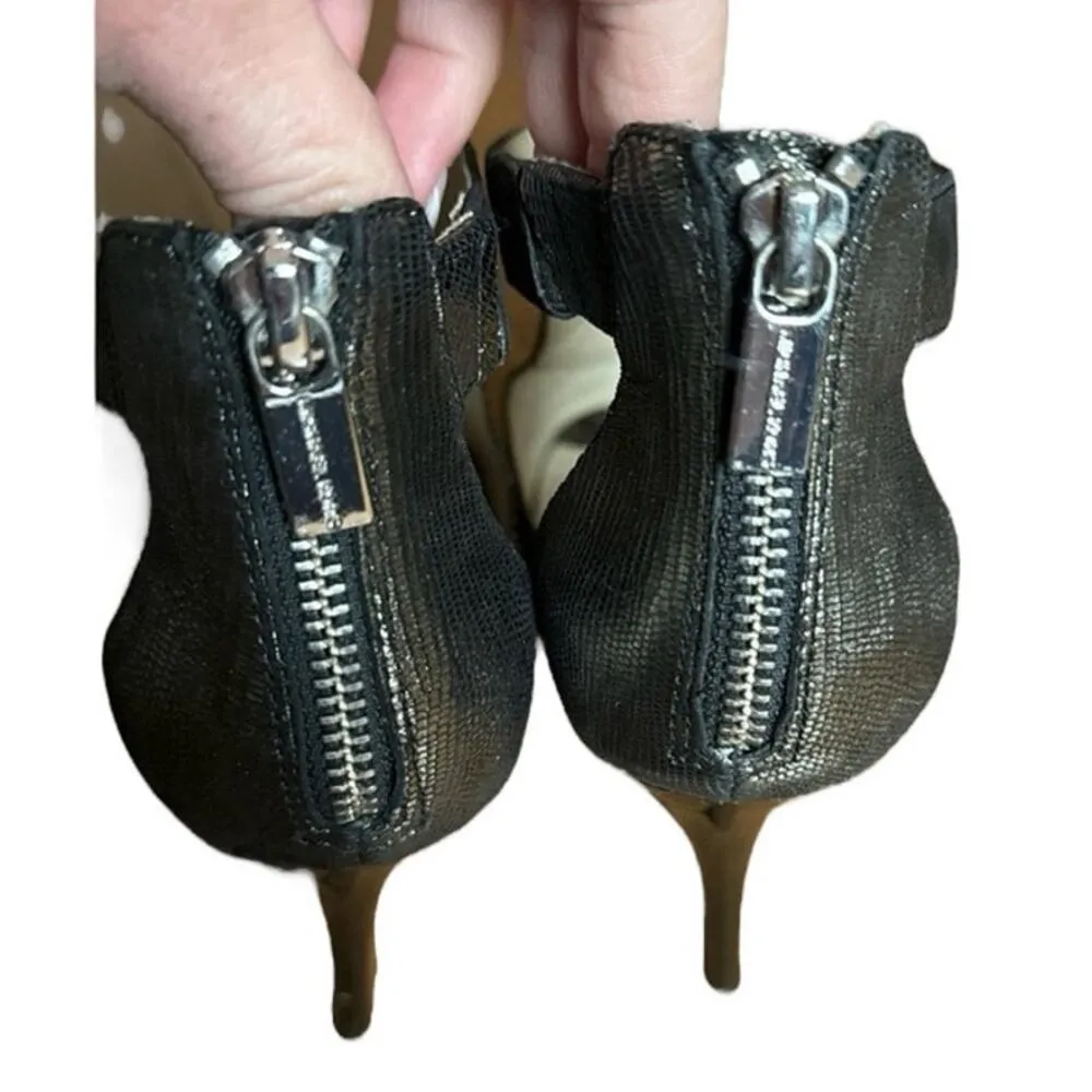 Michael Kors, gunmetal lizard pattern open toe,heel zipper stilettos size 7.5 - Image 8