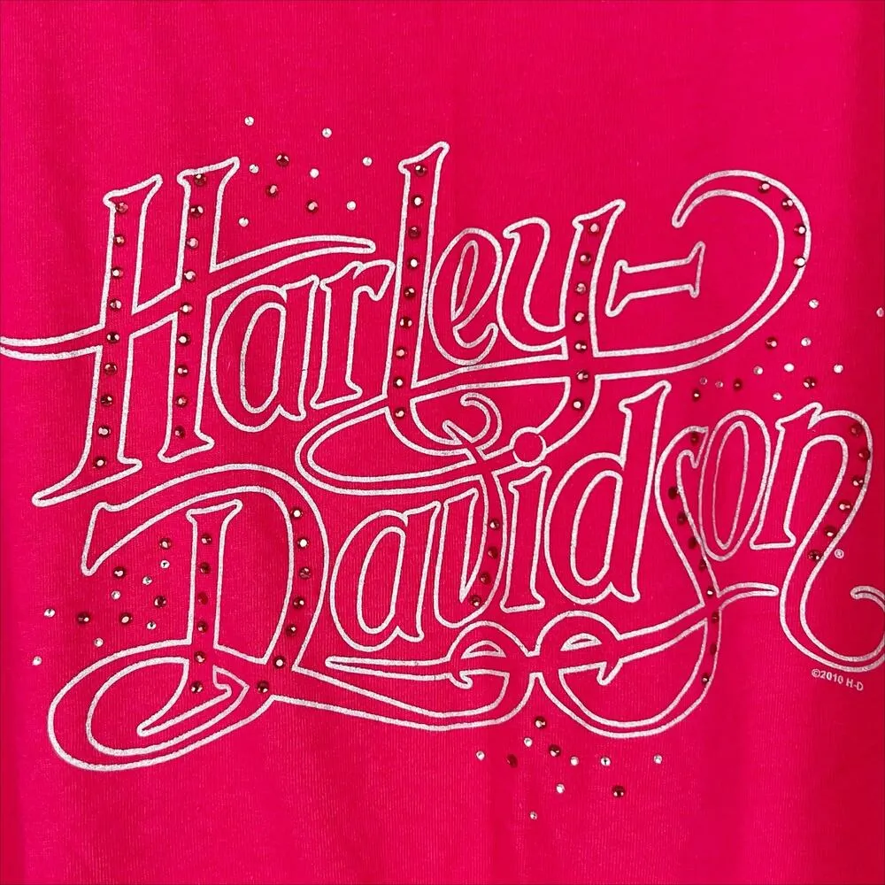 Harley Davidson of Charlotte NC Bright Pink Women's Tee Top Size Small - Image 3