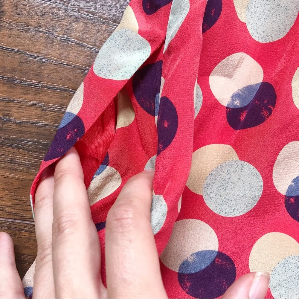 Moulinette Souers • Anthro Here & There dress salmon red dotted silk sheath - Image 13