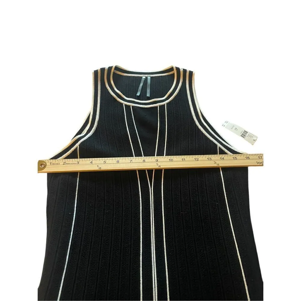 NWT Anthropologie Sleeveless Pointelle Sweater Dress Size MP Black & White Flare - Image 7