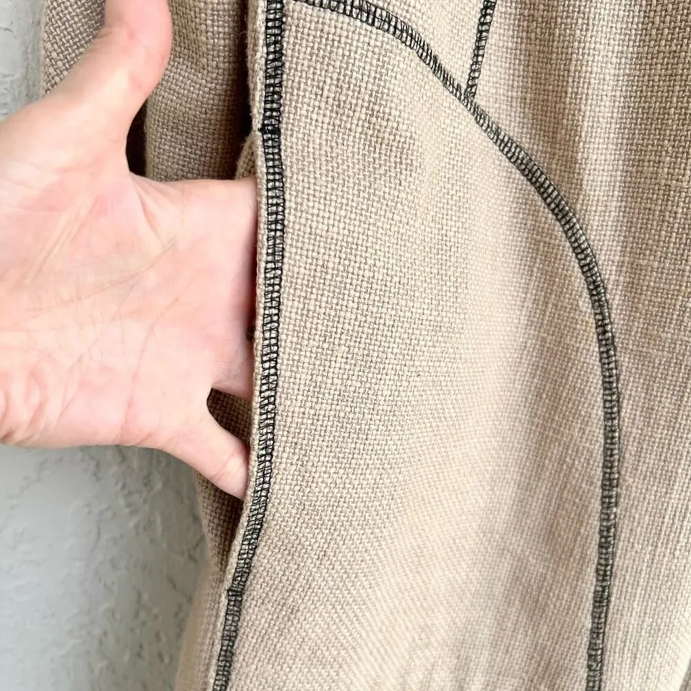 DKNY midi coat long blazer duster lightweight beige tan size medium women - Image 7