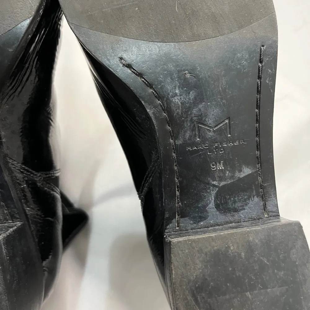 Marc Fisher  Black Patent Leather Yale Pointy Toe Ankle Boots Sz 9M - Image 7