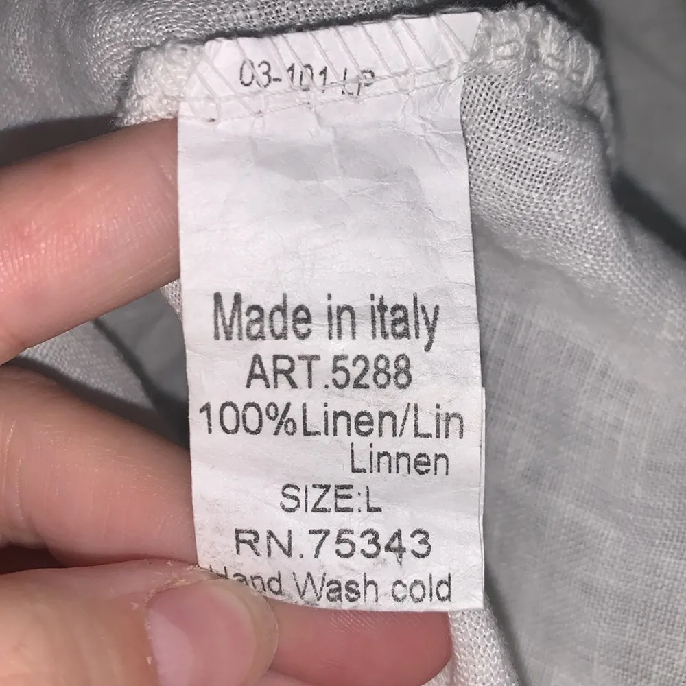 Lungo L'arno White 100% Linen Brodarie Eyelet Trim Peplum Top Italy NWT Size L - Image 9