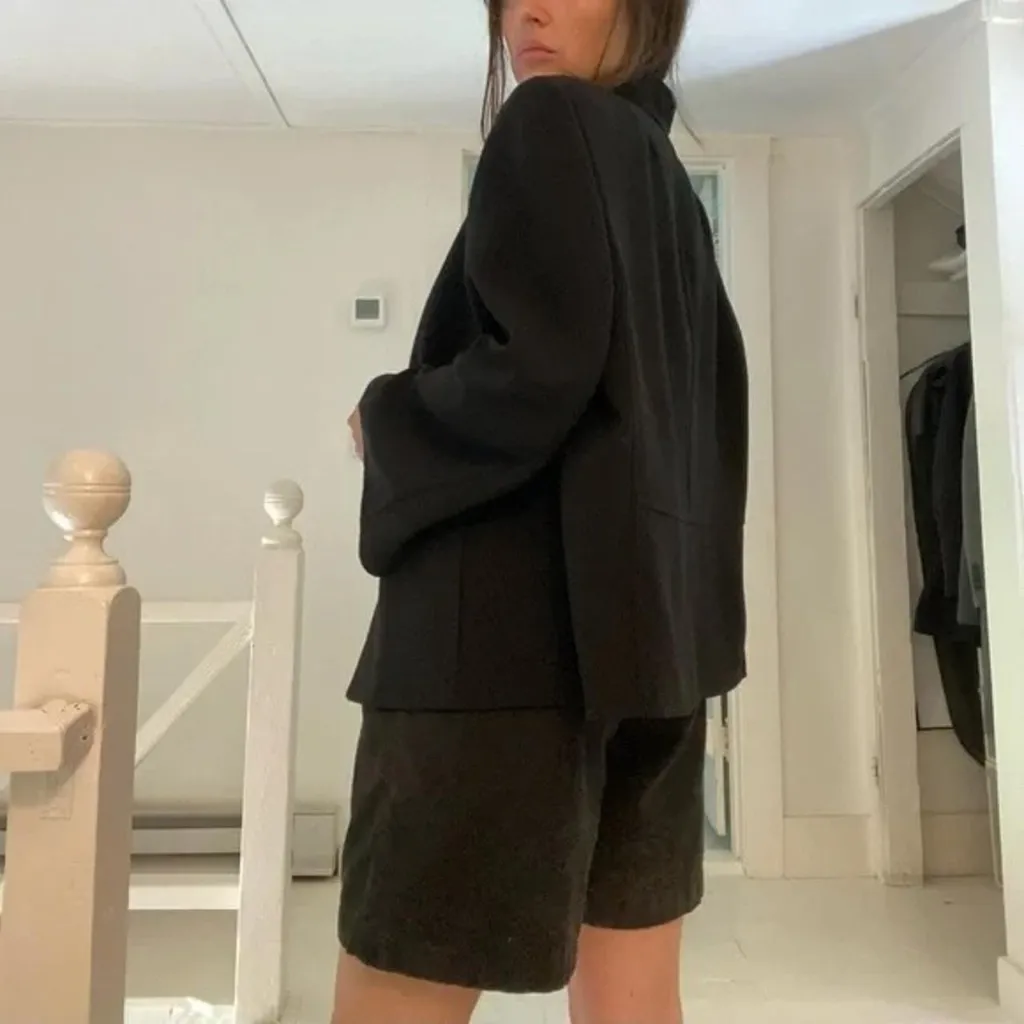 Akris Vintage Y2K Wool Open Front Blazer Black Size 14 - Image 5