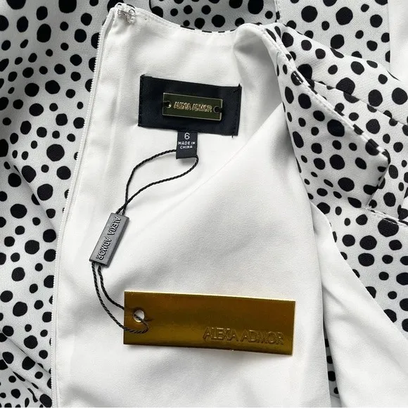 NWT Alexia Admor Dress White Black Polka Dots Cap Sleeve Sheath Women’s Size 6 - Image 11