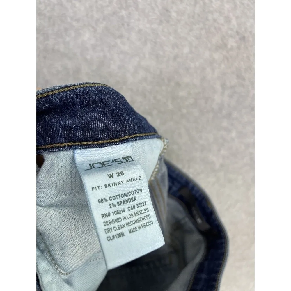 Joe's Jeans Women's Skinny Ankle Jeans Frayed Ends Blue Denim Size 26 Cotton - Image 4