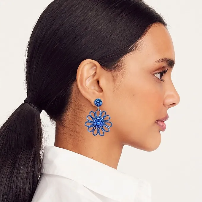 J.Crew Beaded flower statement earrings - Image 2