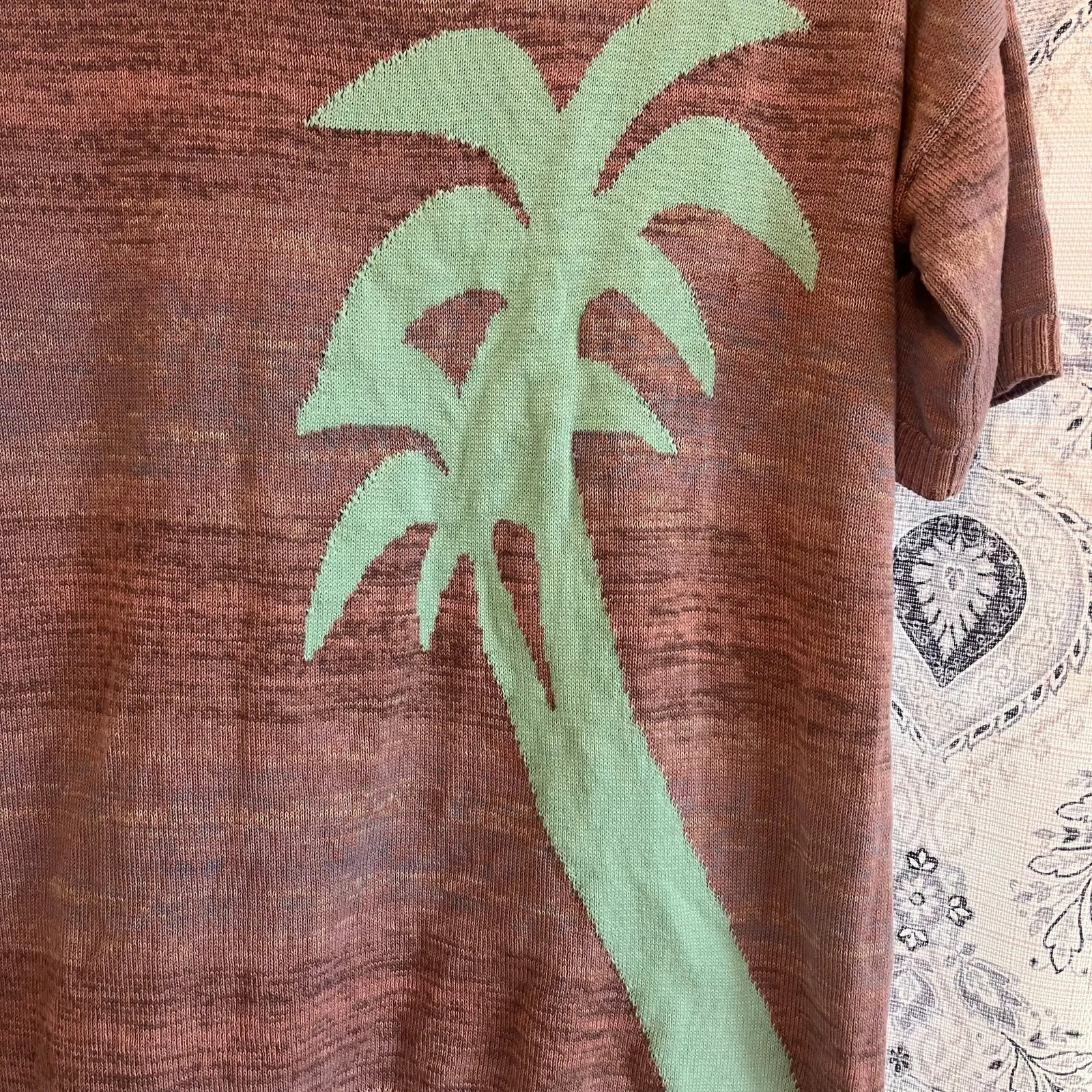 Soft Surroundings Lavender Palm‎ Tree Sweater Tunic Size Medium - Image 3