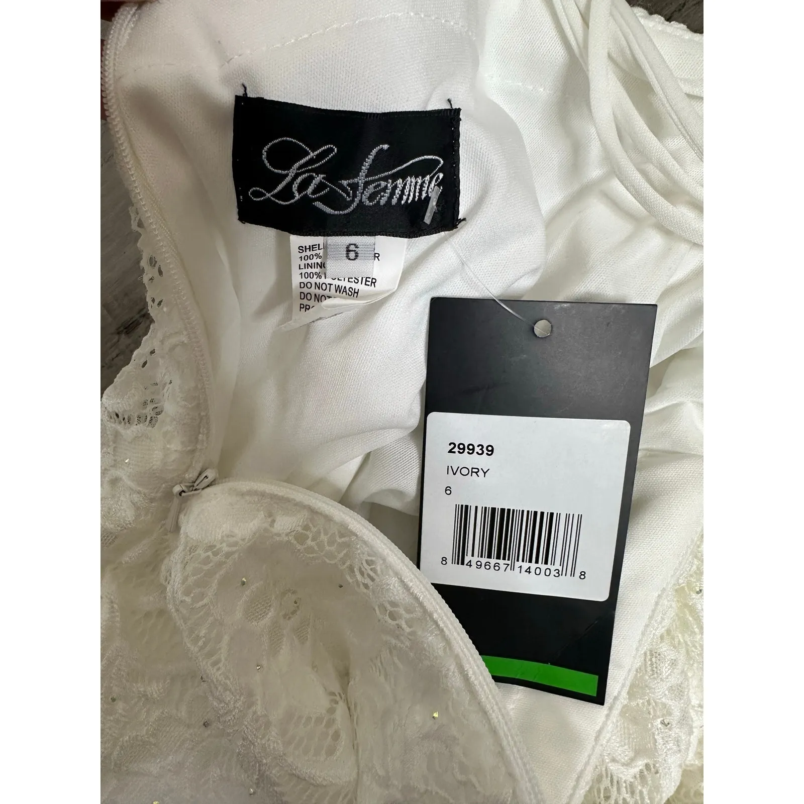 NEW La Femme Rhinestone Gown 29939 Bride Wedding Women's Ivory Size 6 - Image 6