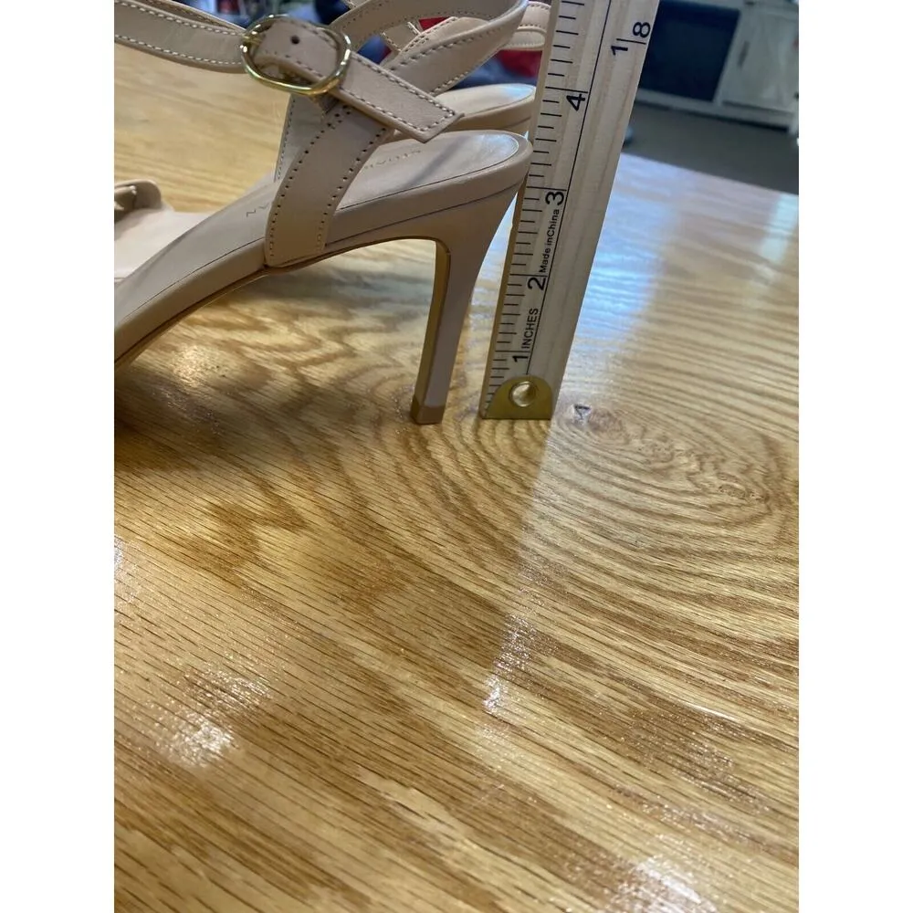 Stuart Weitzman Braided Heeled Sandals Womens 9 Beige Leather Stiletto Party S72 - Image 4