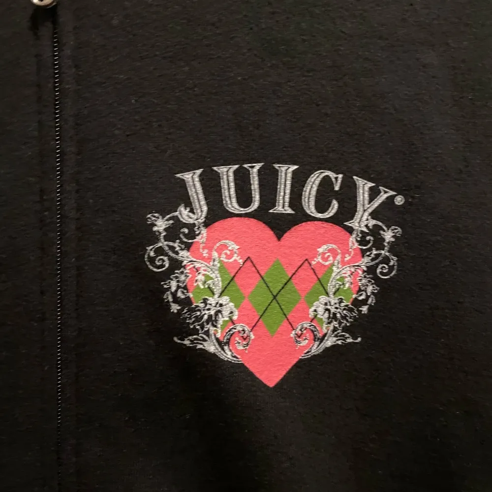 Juicy Couture Vintage Y2K Black Full Zip Hoodie Size XL Made In USA - Image 4