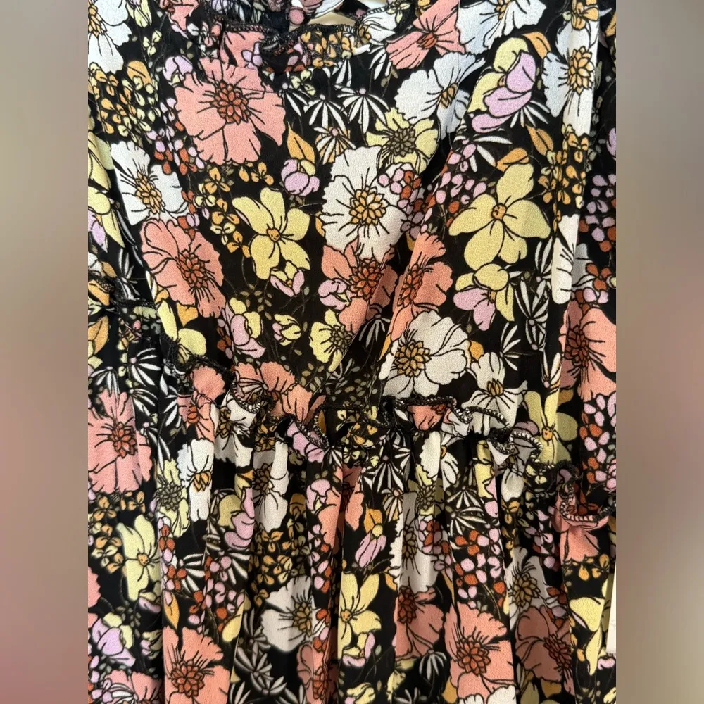 Bailey Blue Floral Printed Babydoll Dress Juniors Size Large New - Image 2