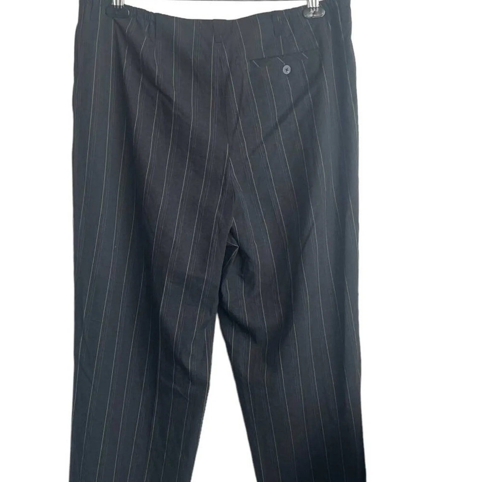 Vintage‎ Talbots Women Pants 14W Black Pinstripe Wide Leg Trouser - Image 2