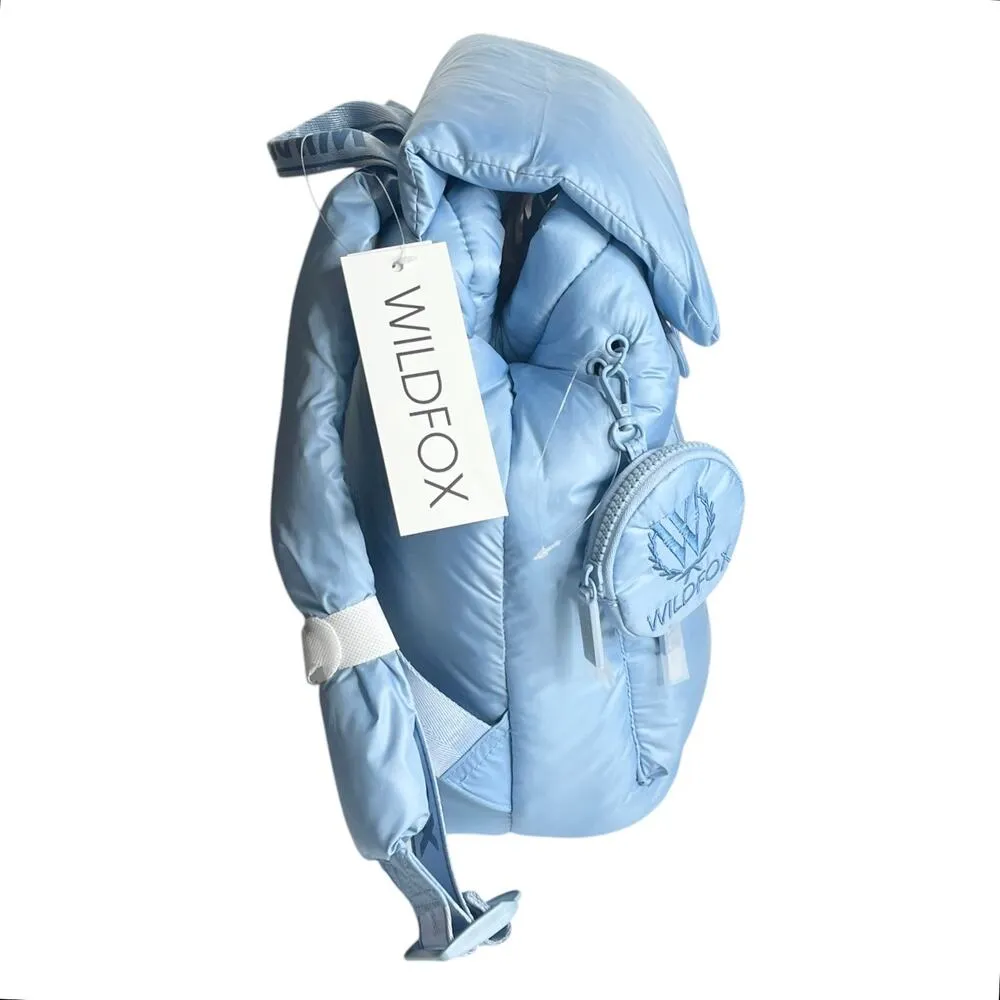 NEW Wildfox Parachute BACKPACK & COIN PURSE Blue Puffy Nylon HANDBAG Lightweight - Image 11