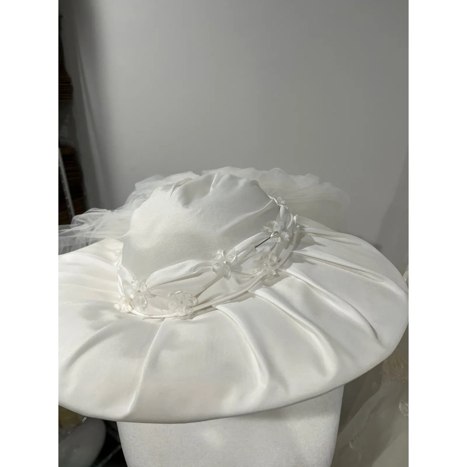 Vintage 80s Victorian Revival Wedding Dress Ivory High Neck Sheer Lace Illusion - Image 2