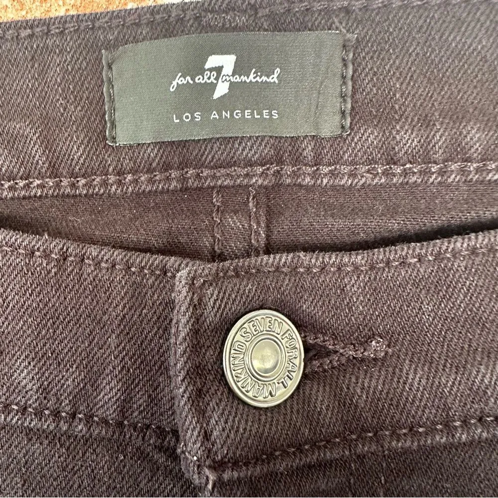 7 For All Mankind High Waist Cropped Straight Jeans Black Women’s 30 - Image 4